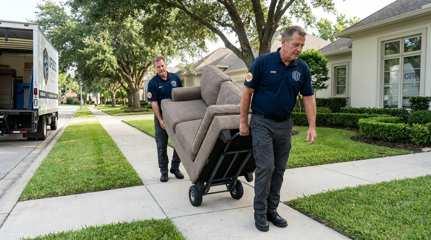 Local residential moving crew loading furniture in Salisbury, NC